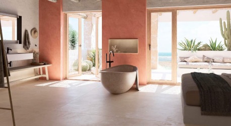 Mediterrane badkamer terracotta kleur