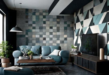 Wandtegels woonkamer met patroon