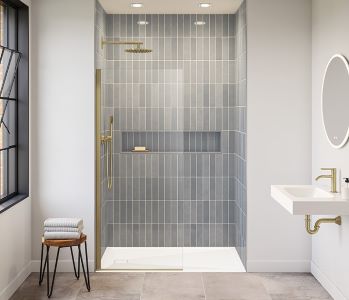 Badkamer transformatie langwerpige tegels