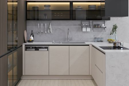 Kleine keuken met geïntegreerde verlichting