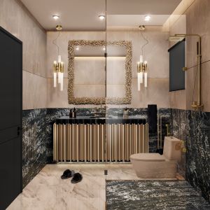 Badkamer zonder ramen met luxe accessoires