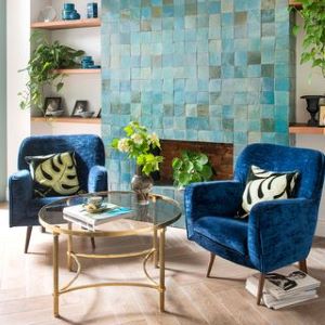Turquoise en warm wit in de woonkamer