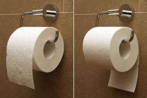 wc rol ophangen voor- of achterkant